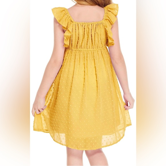 NWT Flypigs Yellow Flutter Sleeve Swiss Dot A-Line Dress Girls Size 12-13 Years - Picture 5 of 6